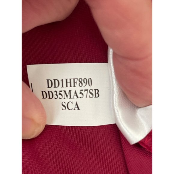 DKNY Womens Red Ruched Zippered Velvet Pouf Sleeve V Neck Dress 16 NWT - Picture 12 of 13